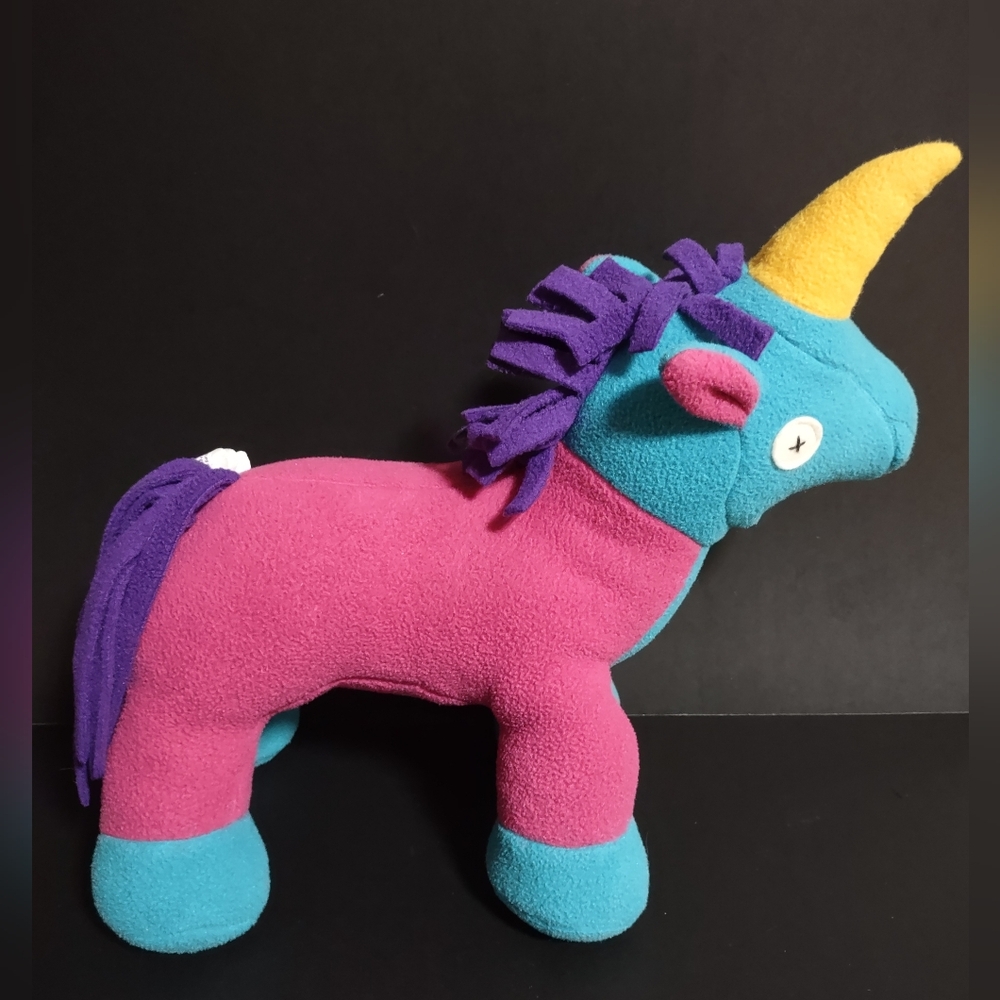 Cate and Levi Handmade Stuffed Multicolored Unicorn Premium Reclaimed Wool